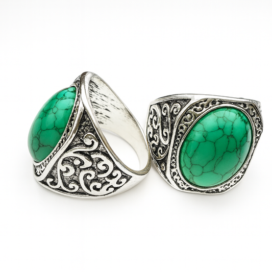 Bague Homme Turquoise – Style Vintage Oriental