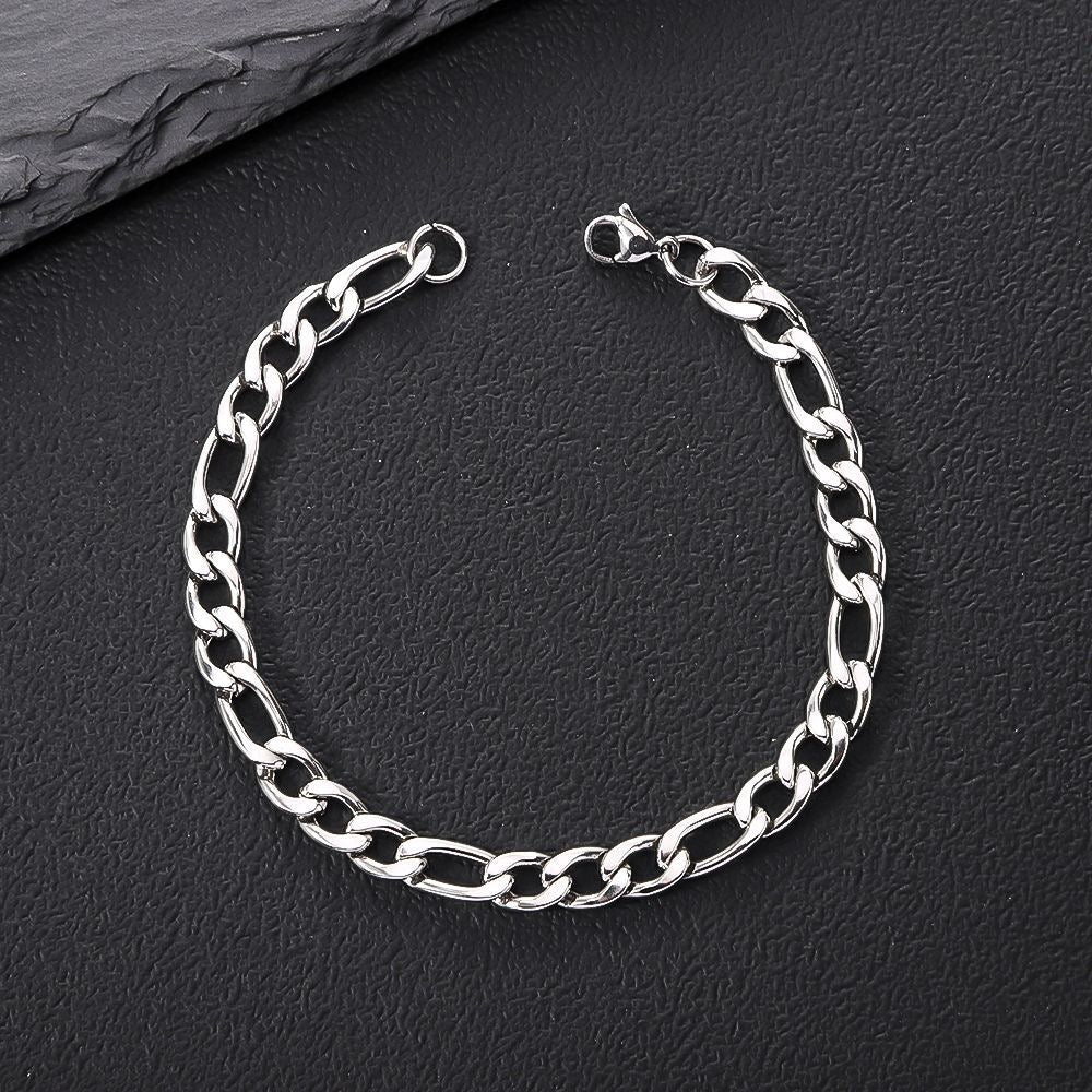 Bracelet Chaîne Acier Argenté Style Minimaliste Homme