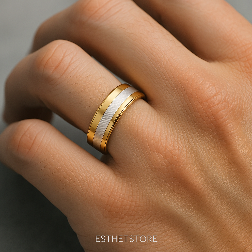 Bague Élégance Bicolore Acier Inoxydable 304 Doré & Argenté