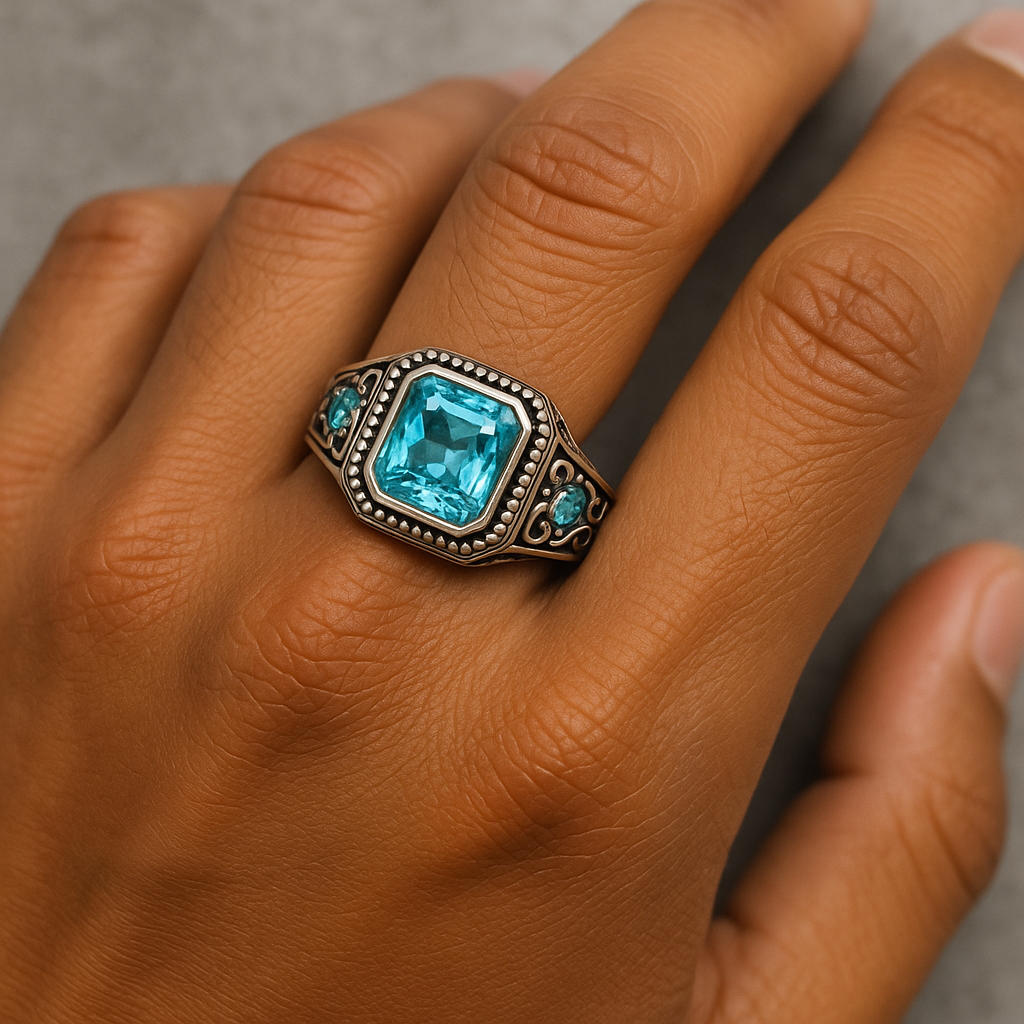 Chevalière Homme Acier Inoxydable Pierre Turquoise – Style Luxe Vintage