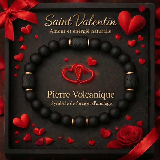 Bracelet Pierre Volcanique – Édition Saint-Valentin