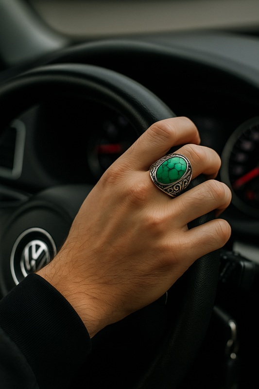 Bague Homme Turquoise – Style Vintage Oriental