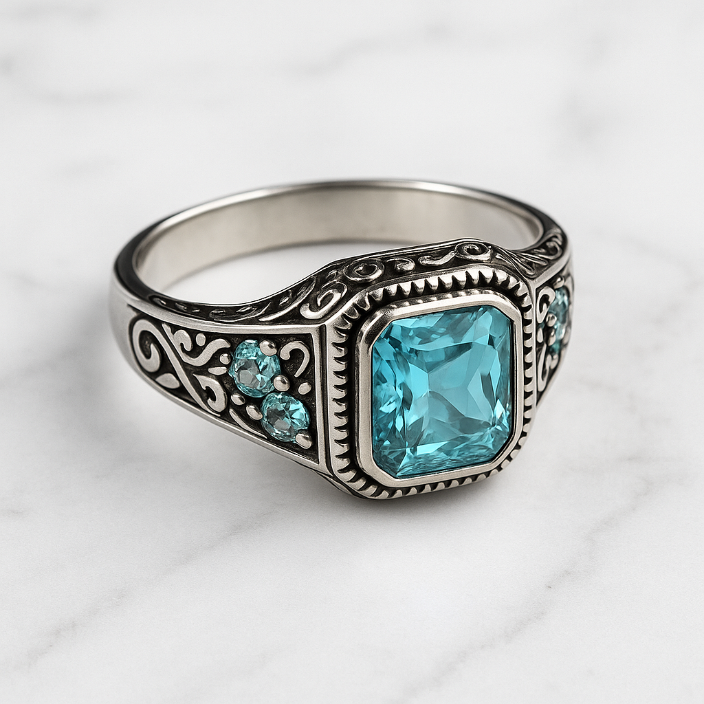 Chevalière Homme Acier Inoxydable Pierre Turquoise – Style Luxe Vintage