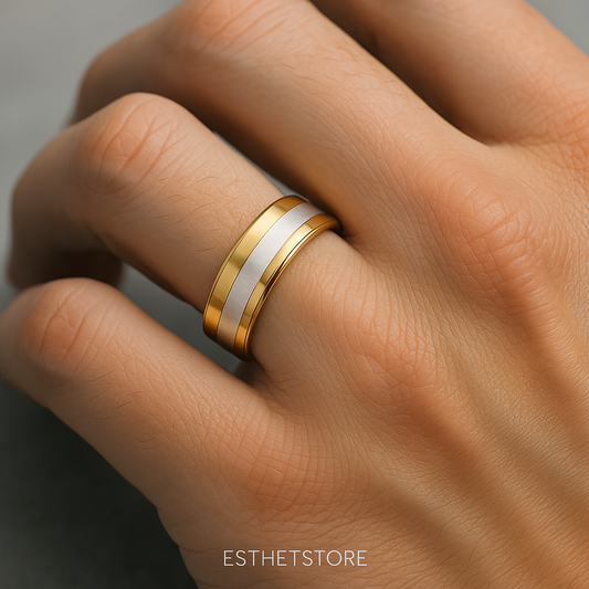 Bague Élégance Bicolore Acier Inoxydable 304 Doré & Argenté