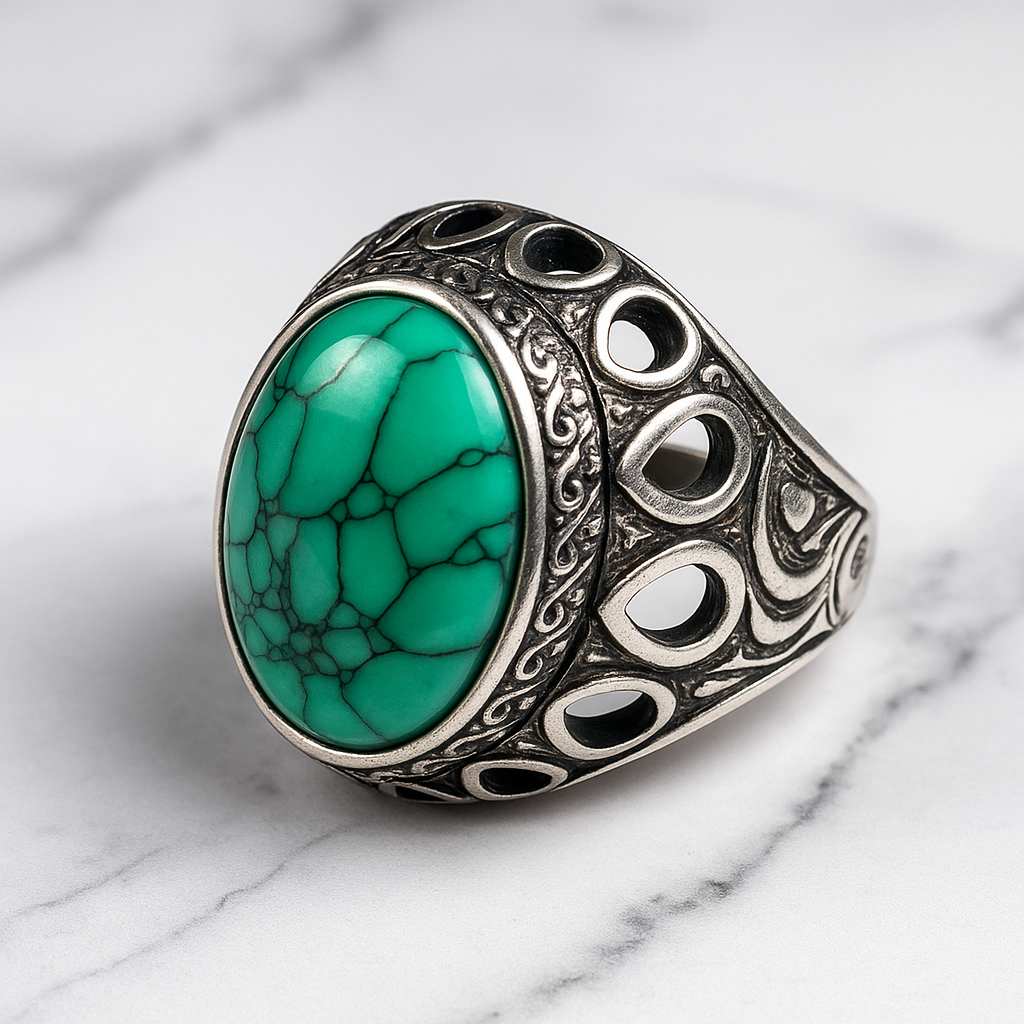 Bague homme en pierre turquoise Style oriental & luxe