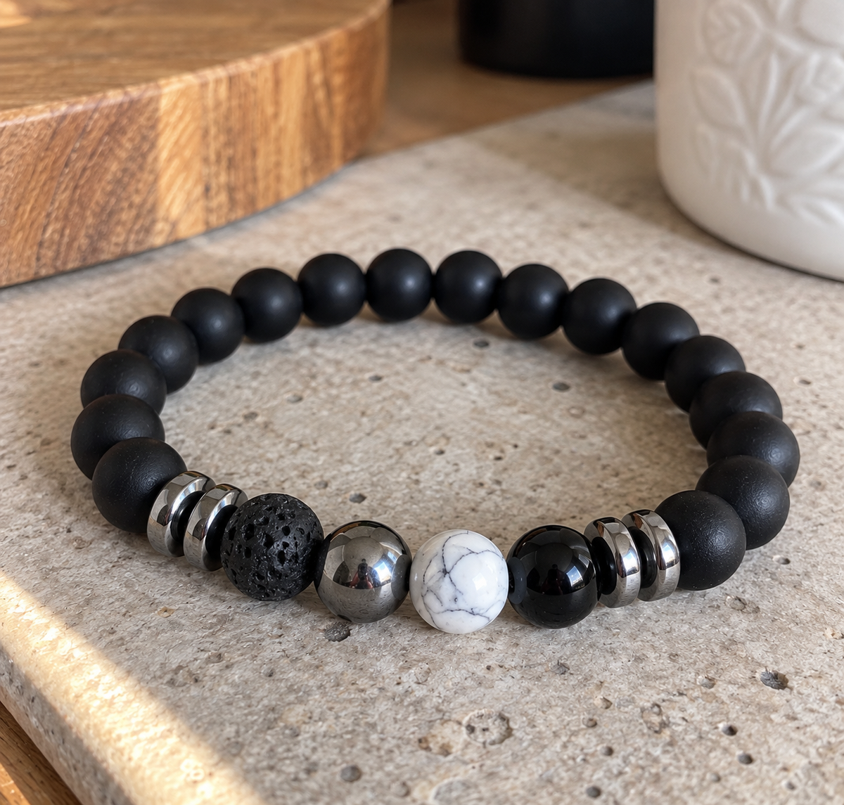 Bracelet en perles noir & blanc