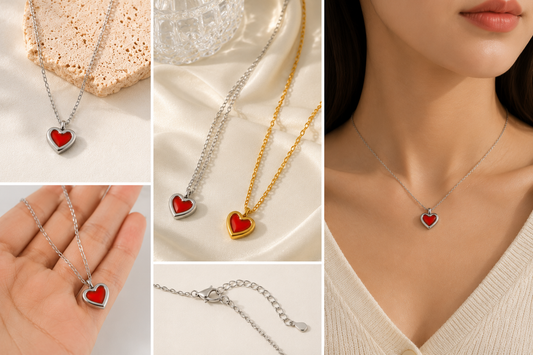 Collier Cœur Minimaliste Rouge