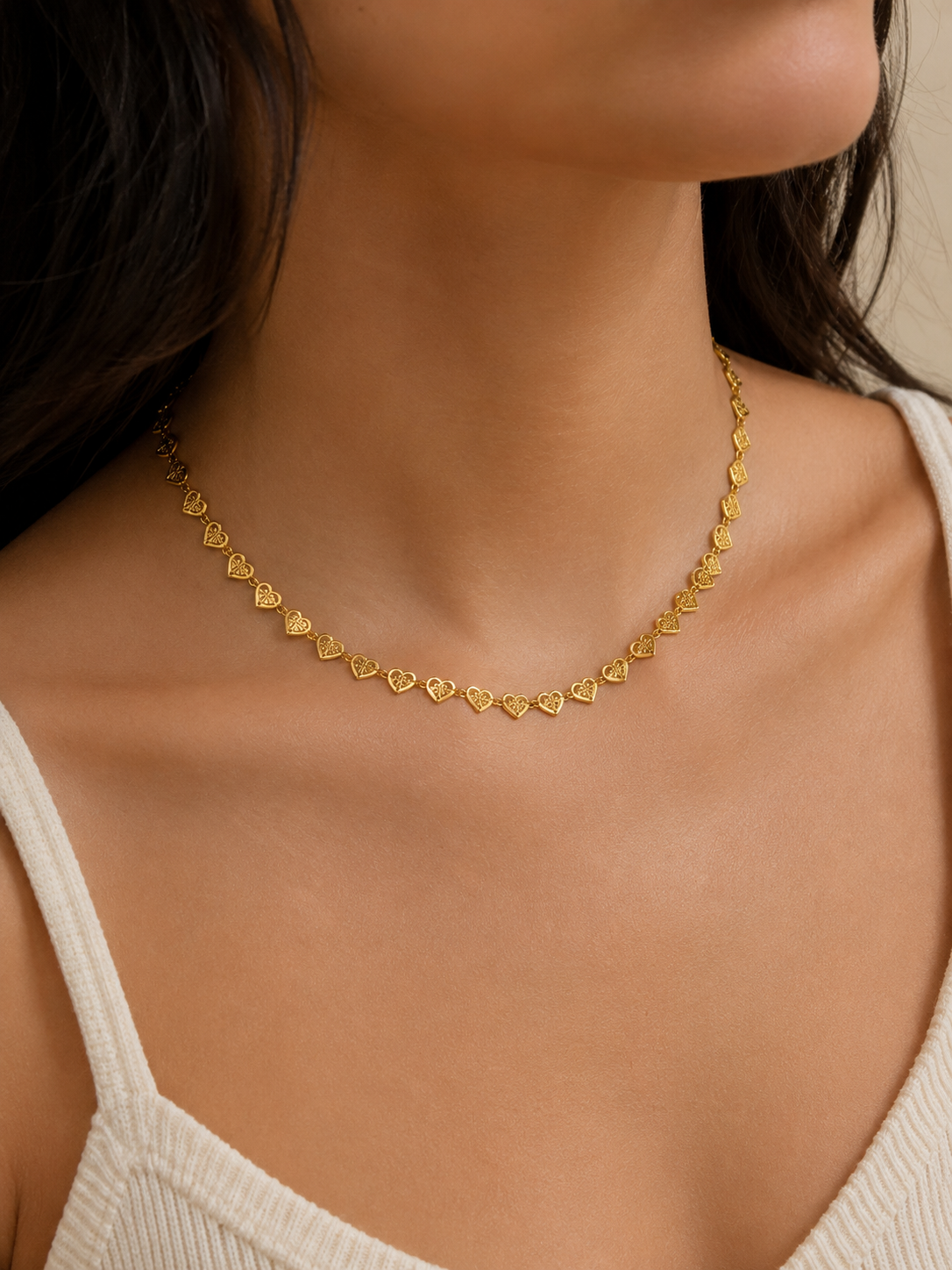 Collier Cœurs Dorés Élégance